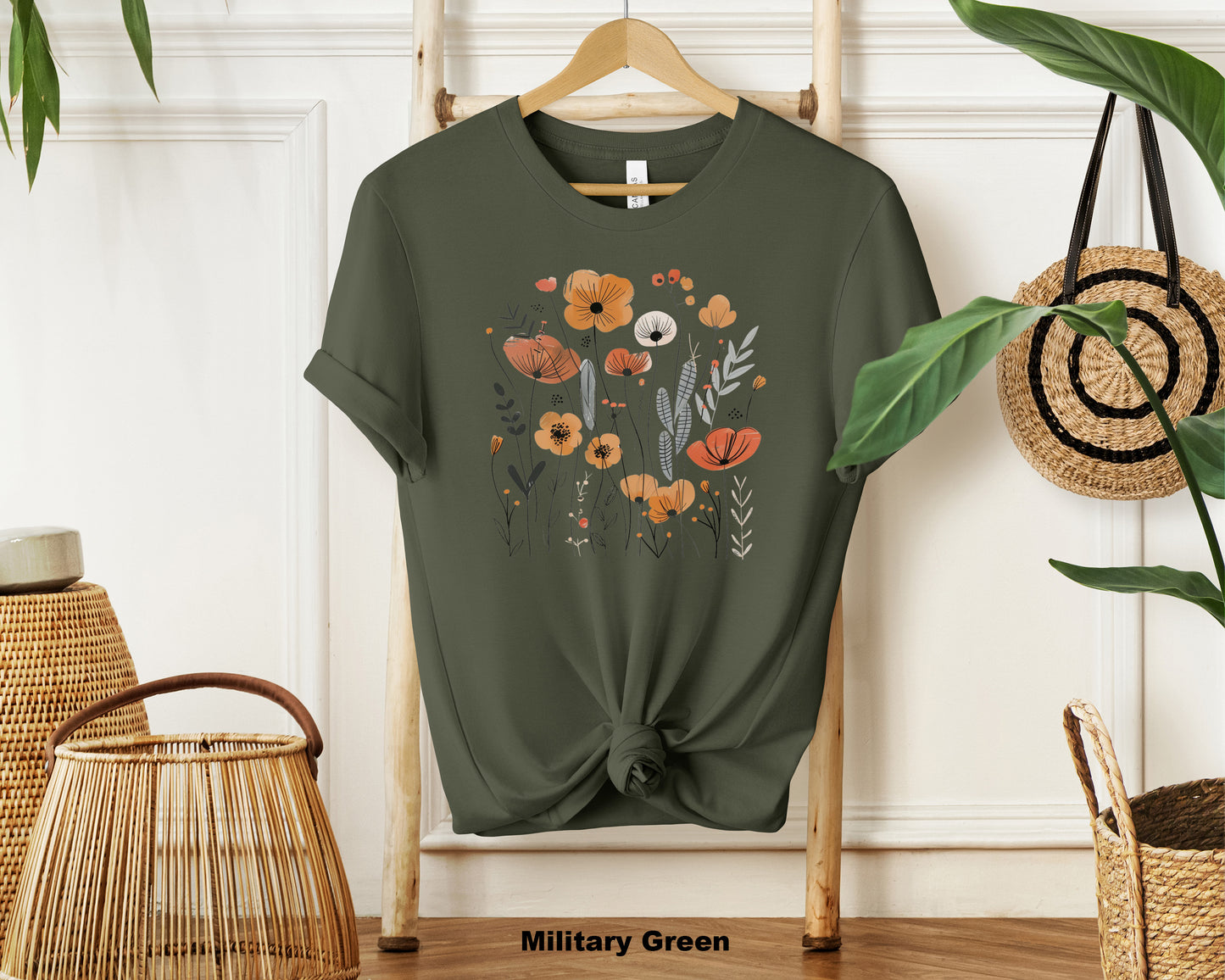 Tranquil Blossoms Neutral Floral Shirt - Gift for Flower Lovers