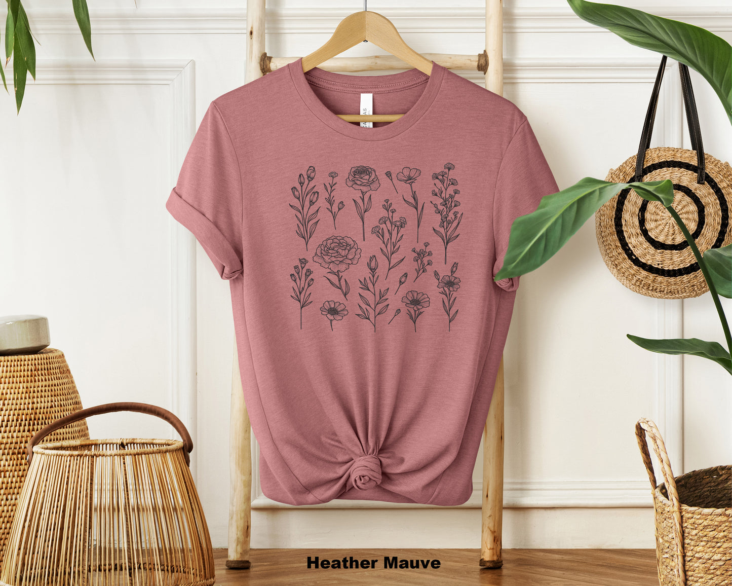 Nature's Whispers Wildflower Pattern Shirt - Minimalist Floral Tee