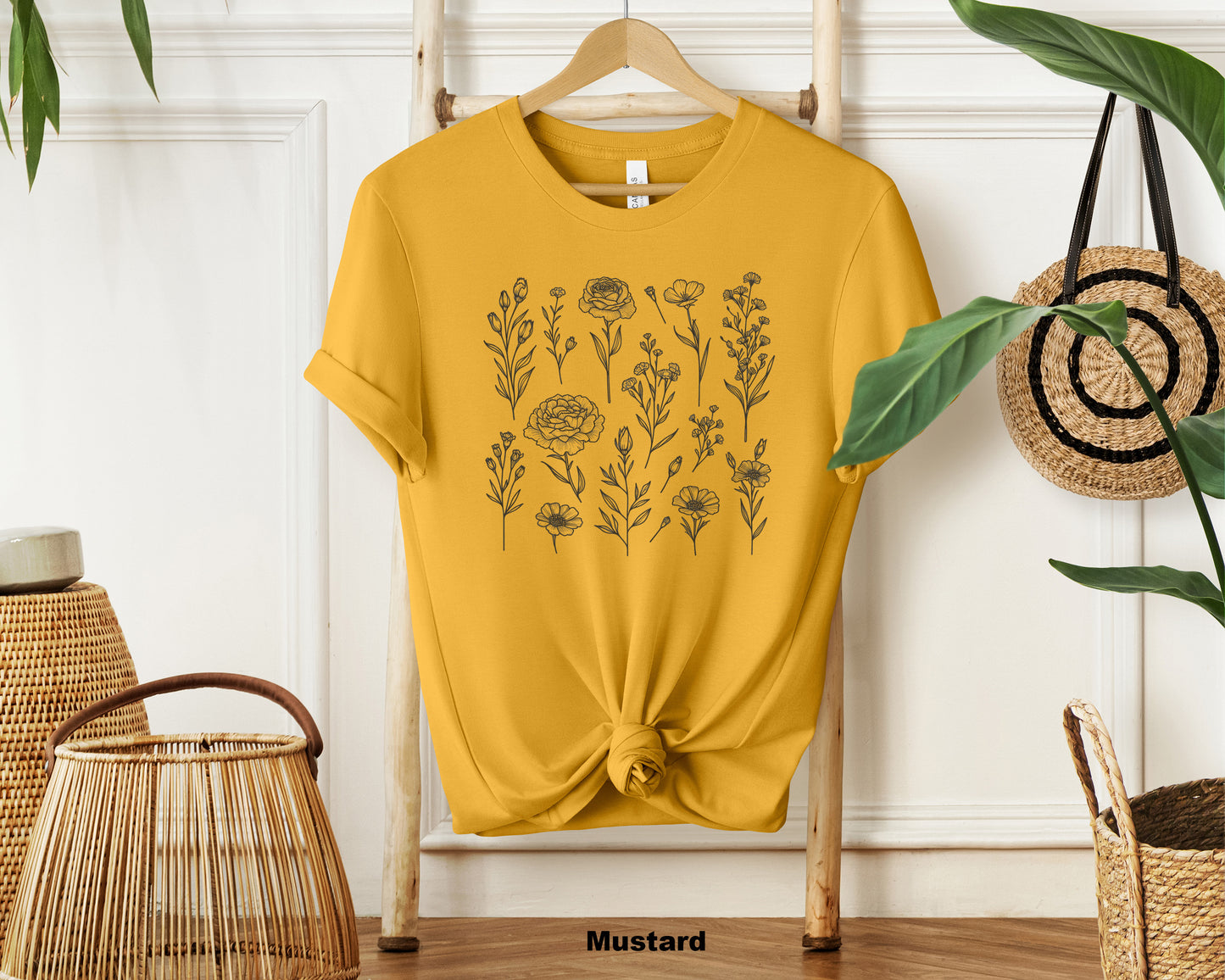 Nature's Whispers Wildflower Pattern Shirt - Minimalist Floral Tee