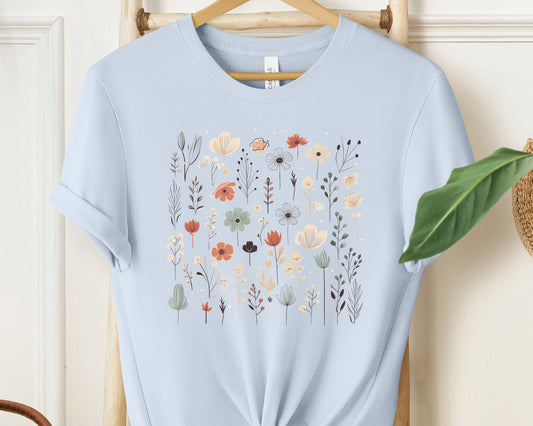 Blooming Bliss Neutral Floral Shirt - Women's Botanical Graphic