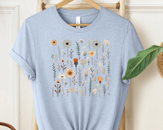Botanical Beauty Wildflower Pattern Shirt - Women's Chic Floral Tee