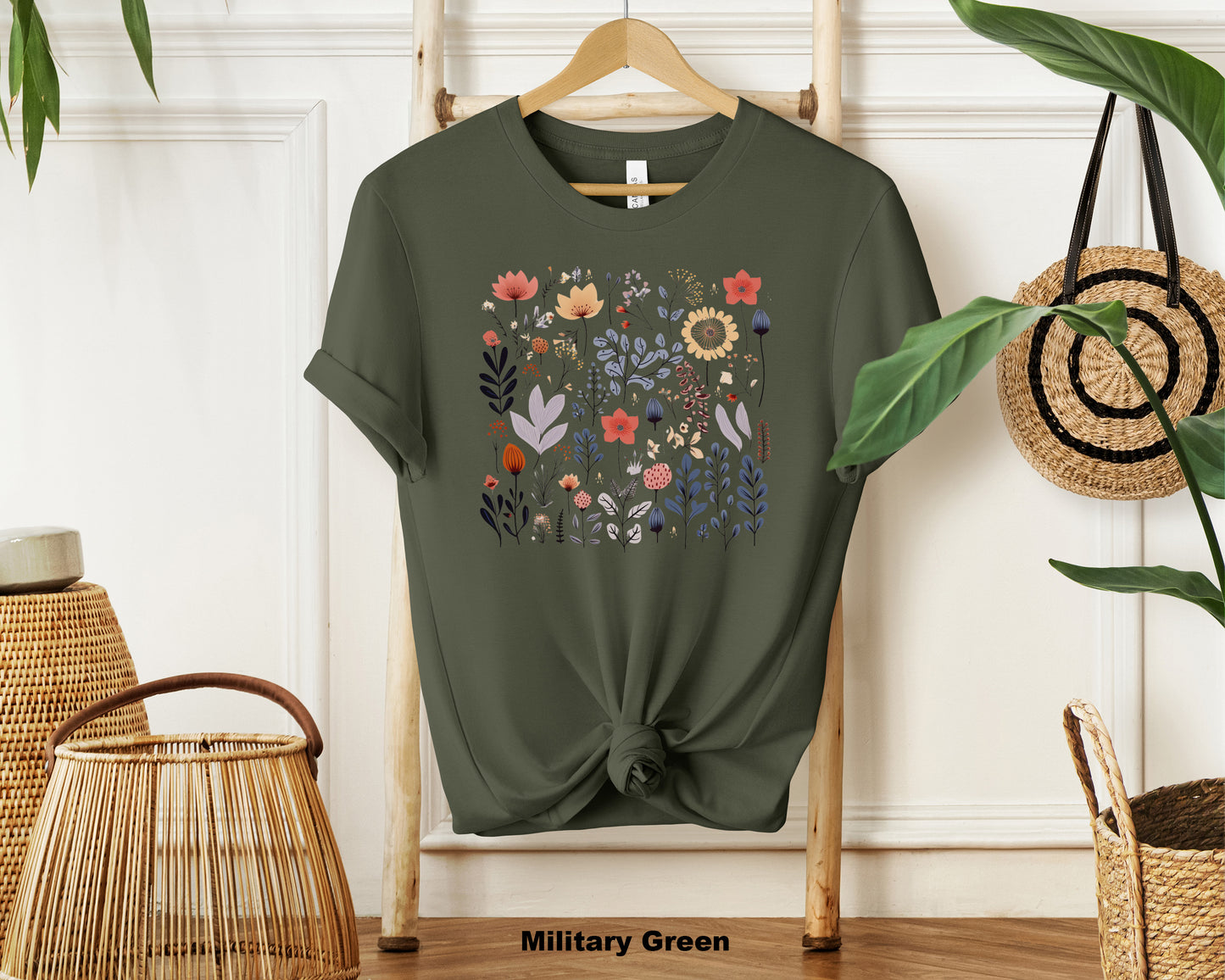 Serenity Blossoms Feminine Wildflower Tee - Nature-Inspired Graphic