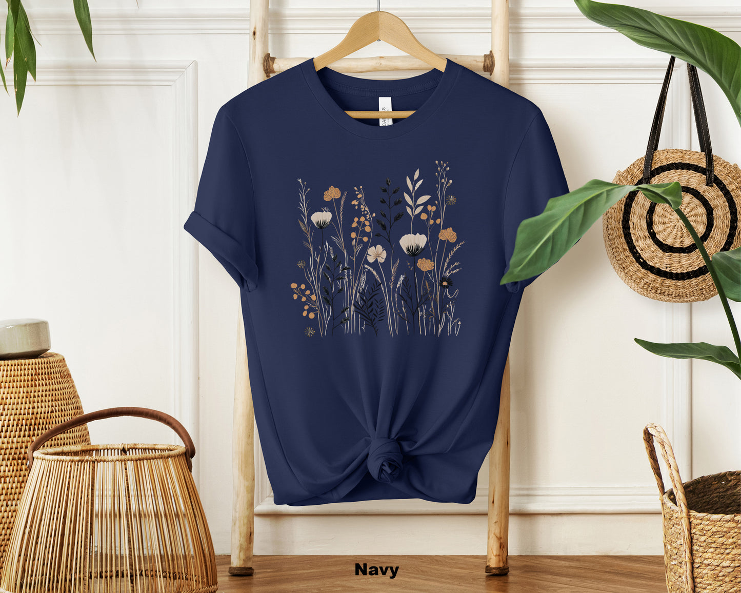Meadow Dreams Minimalist Wildflower Tee - Women's Nature-Inspired Fashion