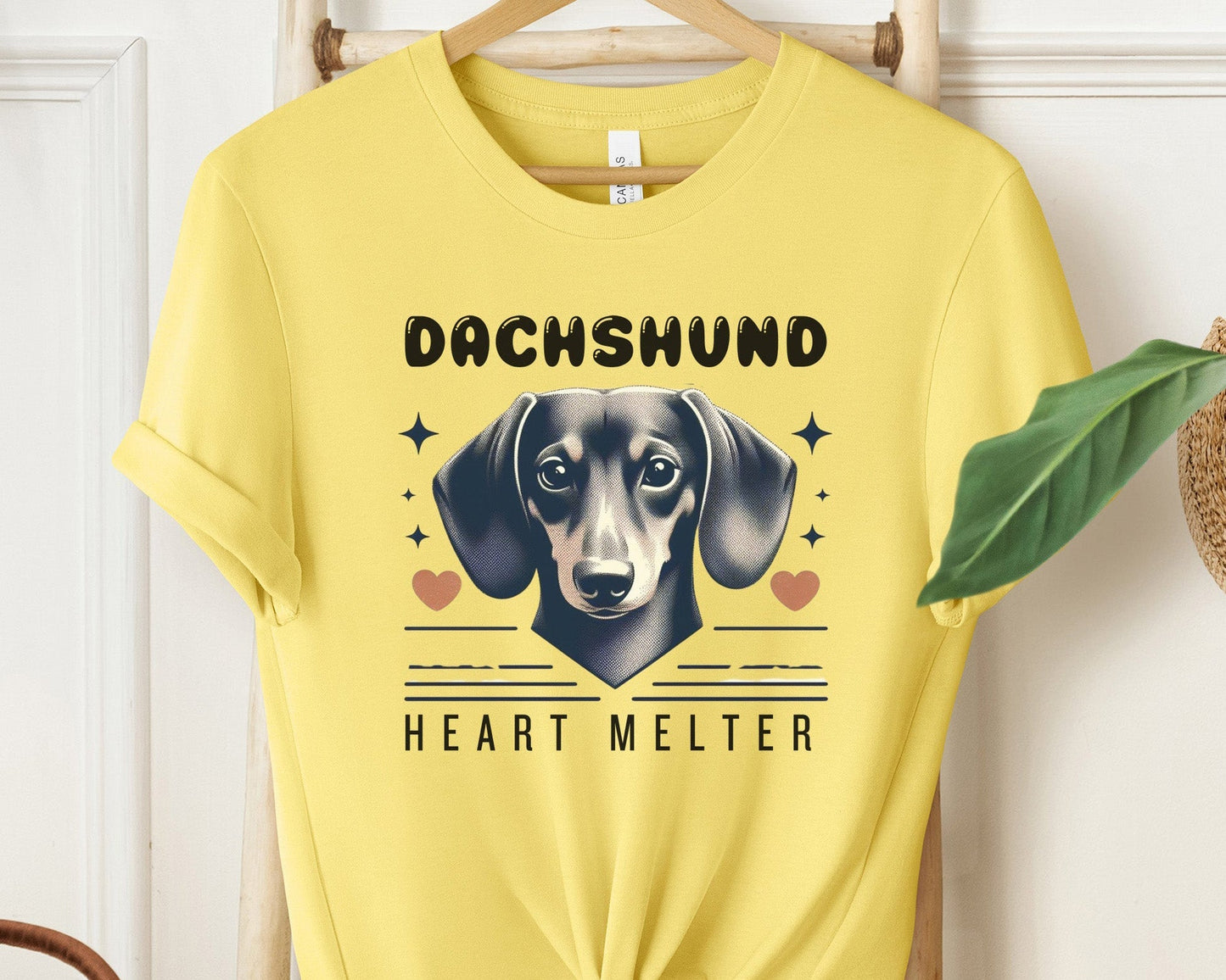 Dachshund Heart Melter Unisex Cotton T-Shirt - Retro Style Tee with Cute Dog Print
