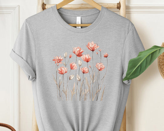 Petals of Serenity Women's Flower T-Shirt - Nature Lover's Dream