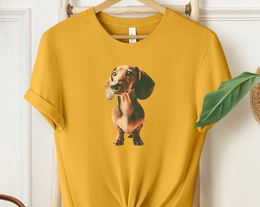 "Adorable Dachshund Dog Print Soft Cotton Unisex T-Shirt for Pet Lovers"