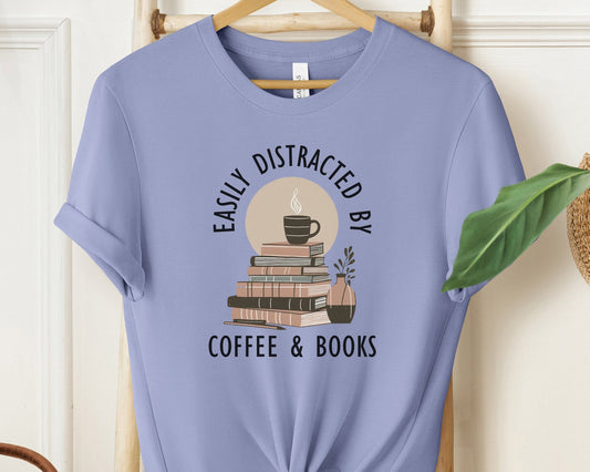 Coffee Comfort: Books-themed Crewneck Tee!