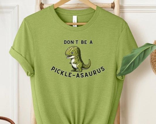 Crunchy Pickle Print Crewneck T-Shirt - Cool and Quirky Pickle Apparel