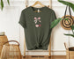 "Cherry Bow Pink Line Art Minimalist T-Shirt for Women - Trendy Soft Cotton Top"