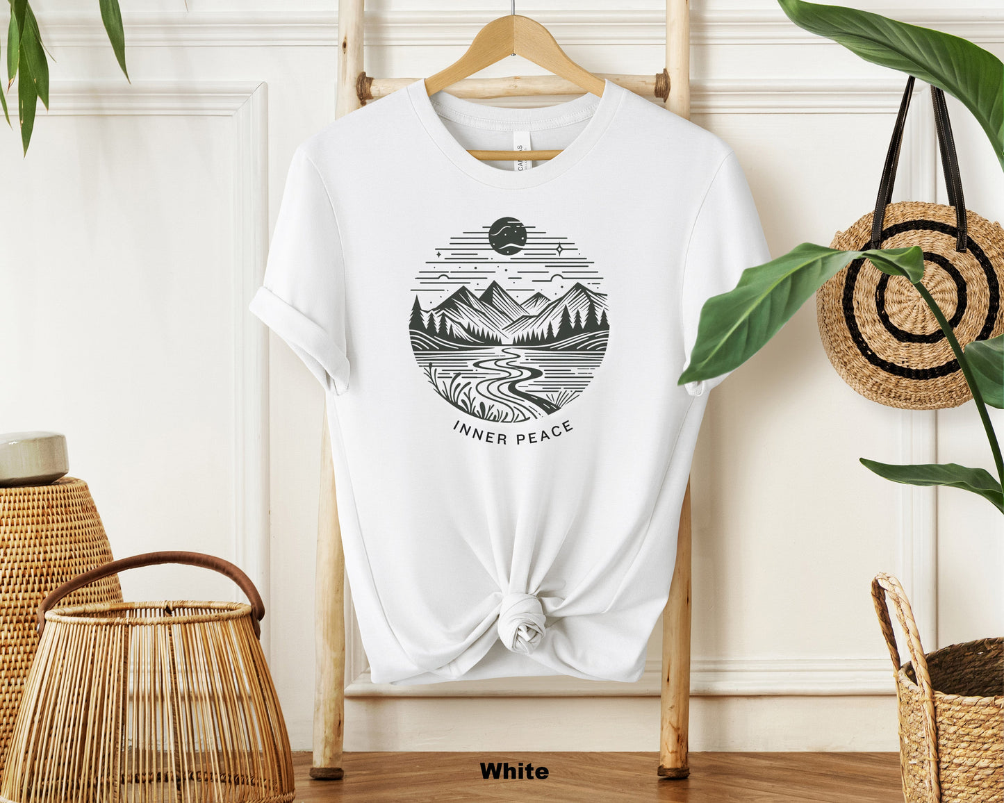 "Inner Peace Time Meditation Unisex Crewneck T-Shirt | Nature Lovers Minimalist Tee"