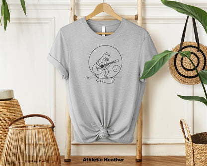 "Abstract Cat Guitarist Funny Unisex Cotton T-Shirt for Cat and Music Lovers"
