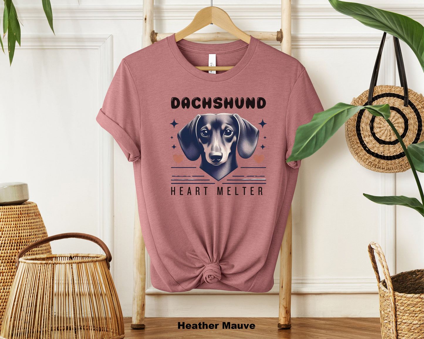 Dachshund Heart Melter Unisex Cotton T-Shirt - Retro Style Tee with Cute Dog Print