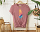 "Soft Cotton Unisex Crewneck T-Shirt with Pink Feather Print for Trendy Women"