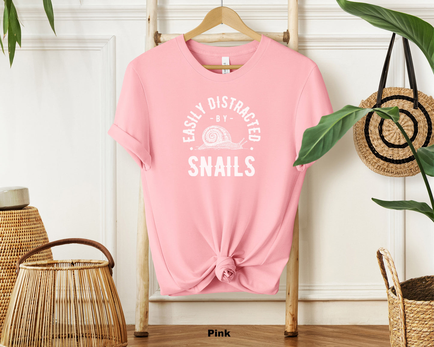 "Easily Distracted by Snails Classic Unisex Soft Cotton T-Shirt for Trendy Fashion 2024"