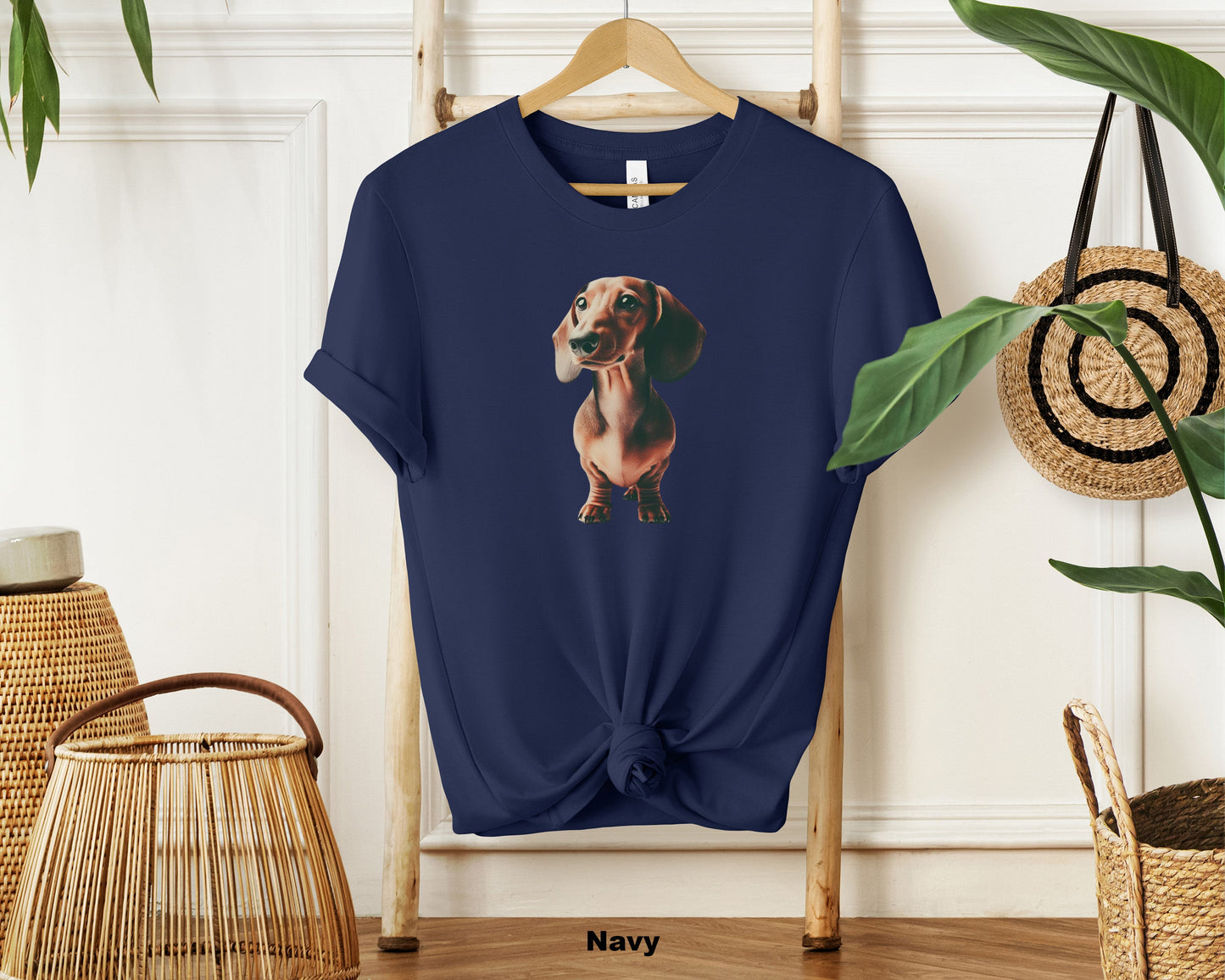 "Adorable Dachshund Dog Print Soft Cotton Unisex T-Shirt for Pet Lovers"