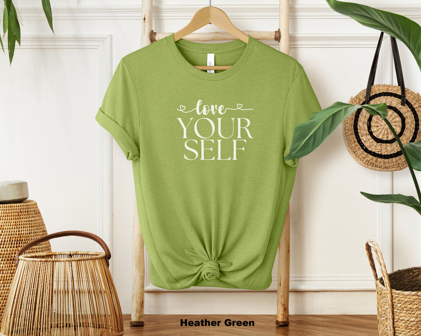 "Love Yourself Inspirational Classic Unisex Short Sleeve Crewneck T-Shirt in Soft Cotton Material"