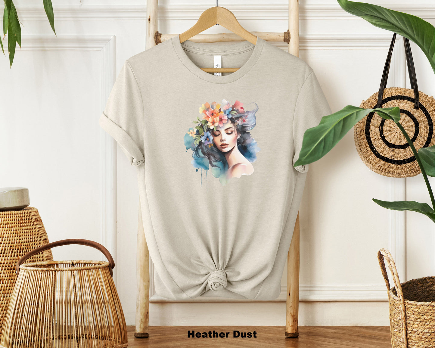 "Timeless Beauty Watercolor Design Soft Cotton T-shirt for Modern Fashion"
