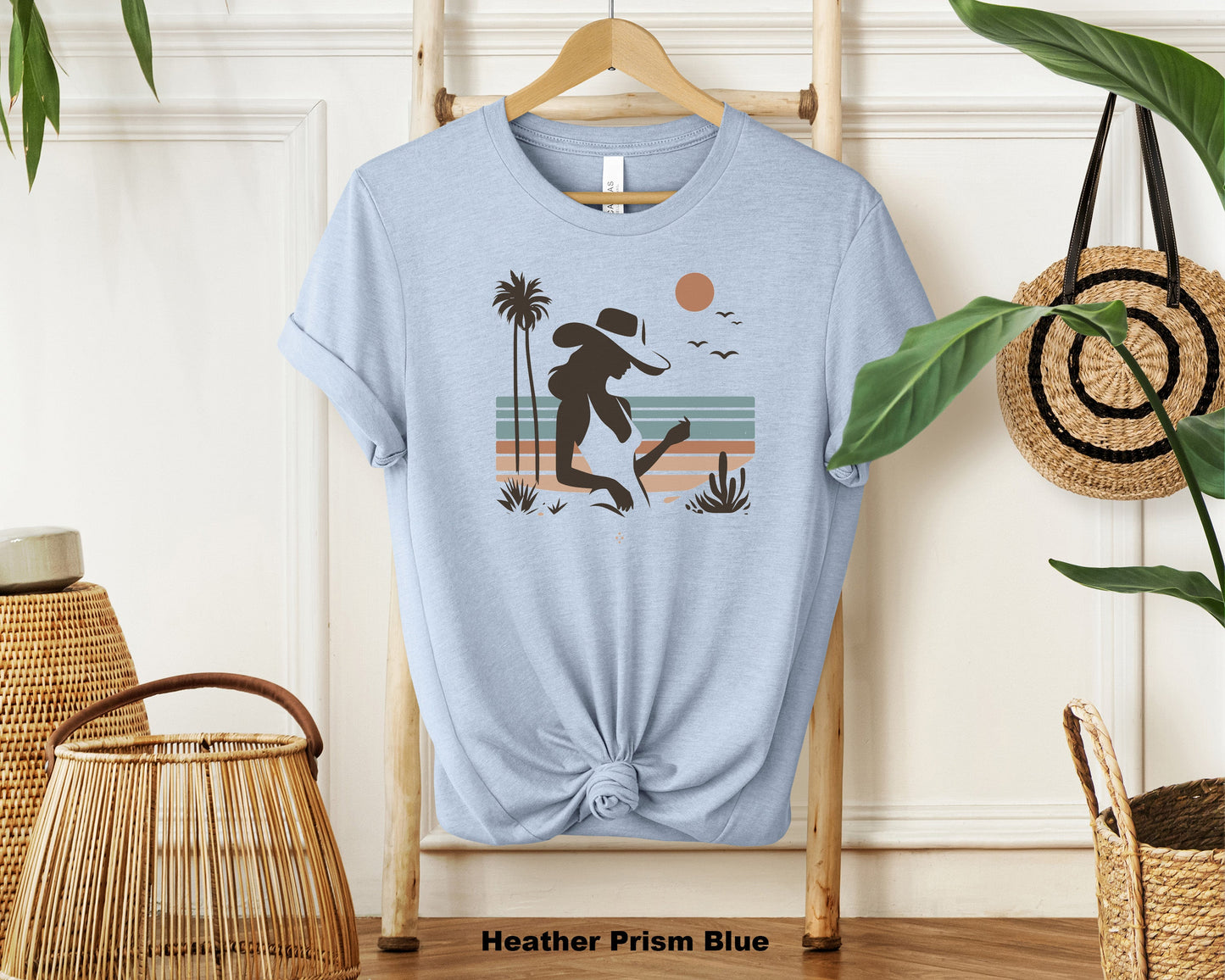 Coastal Cowgirl Crewneck T-Shirt - Seaside Serenity!