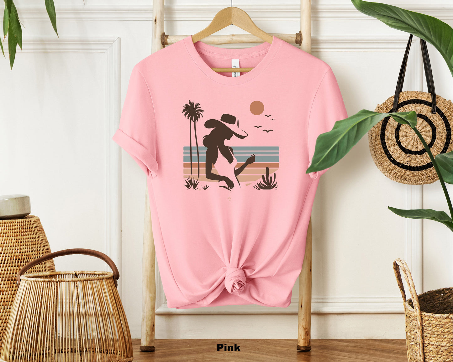 Coastal Cowgirl Crewneck T-Shirt - Seaside Serenity!
