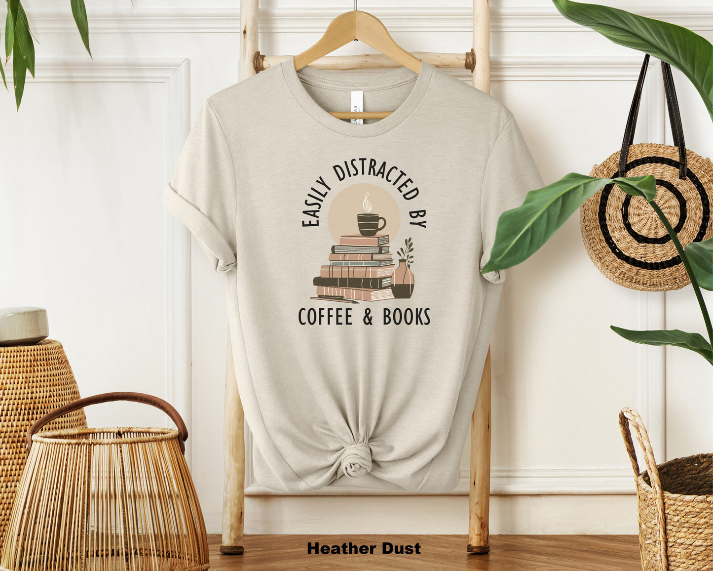Coffee Comfort: Books-themed Crewneck Tee!