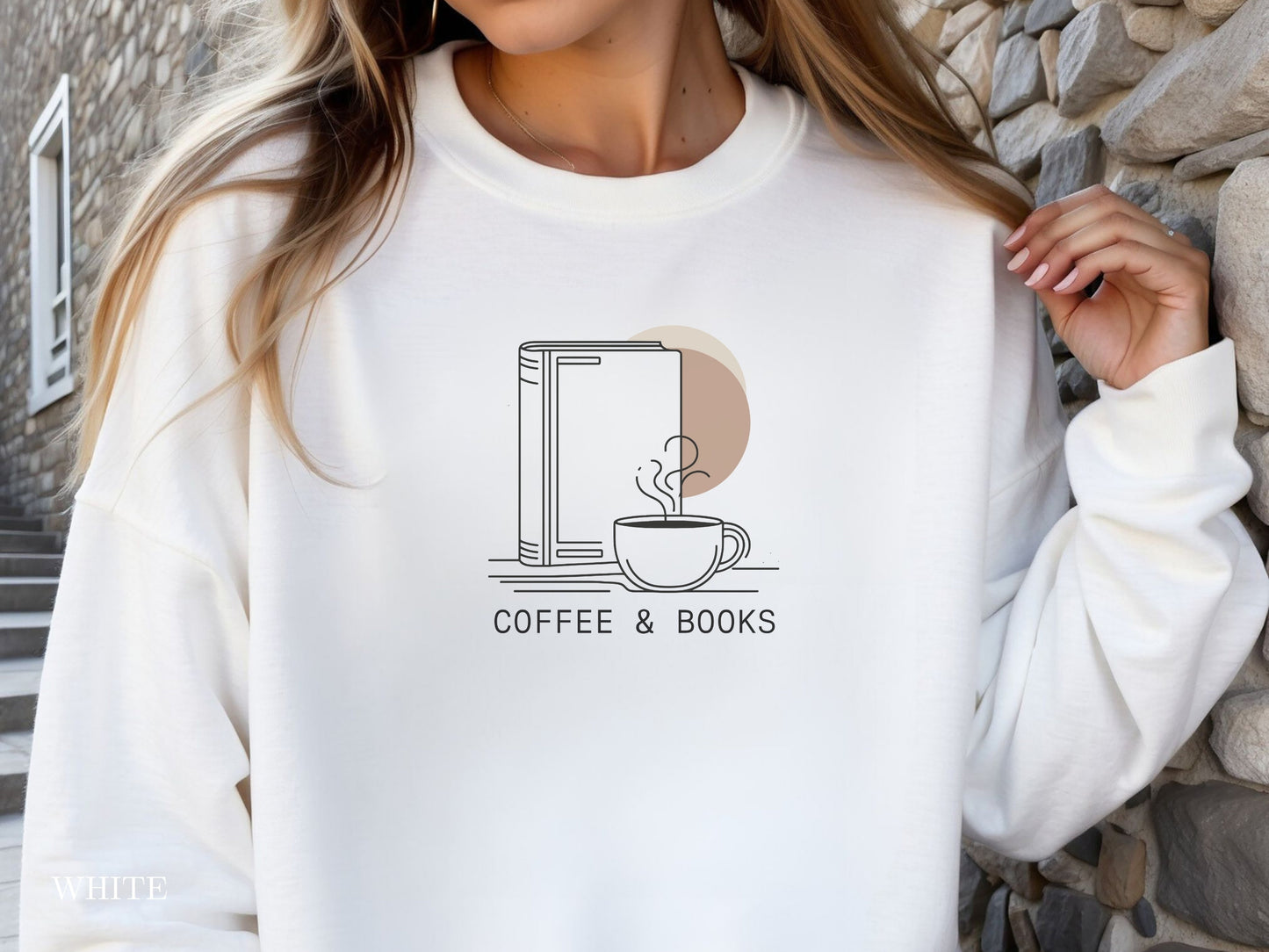 Coffee and Books Lover Sweatshirt - Minimalist Design for Bookworms