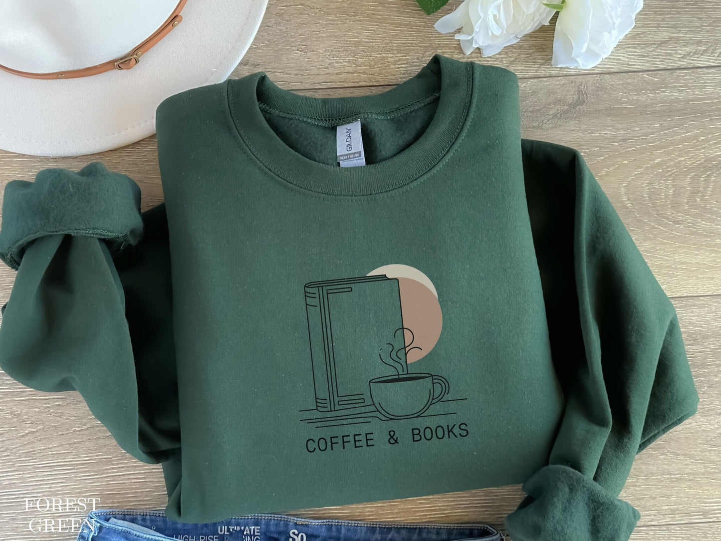 Coffee and Books Lover Sweatshirt - Minimalist Design for Bookworms