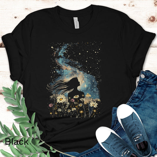 Starry Night Galaxy T-Shirt - Stylish Celestial Print for Night Sky Fans