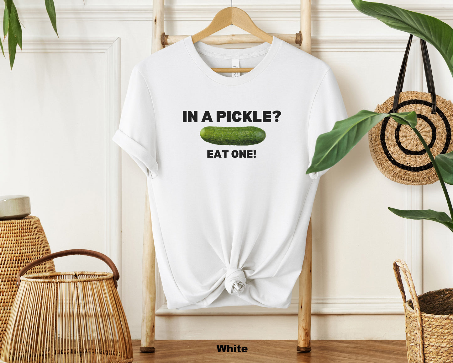 Pickle Parade Crewneck T-Shirt - Colorful Pickle Pattern Shirt for Food Lovers