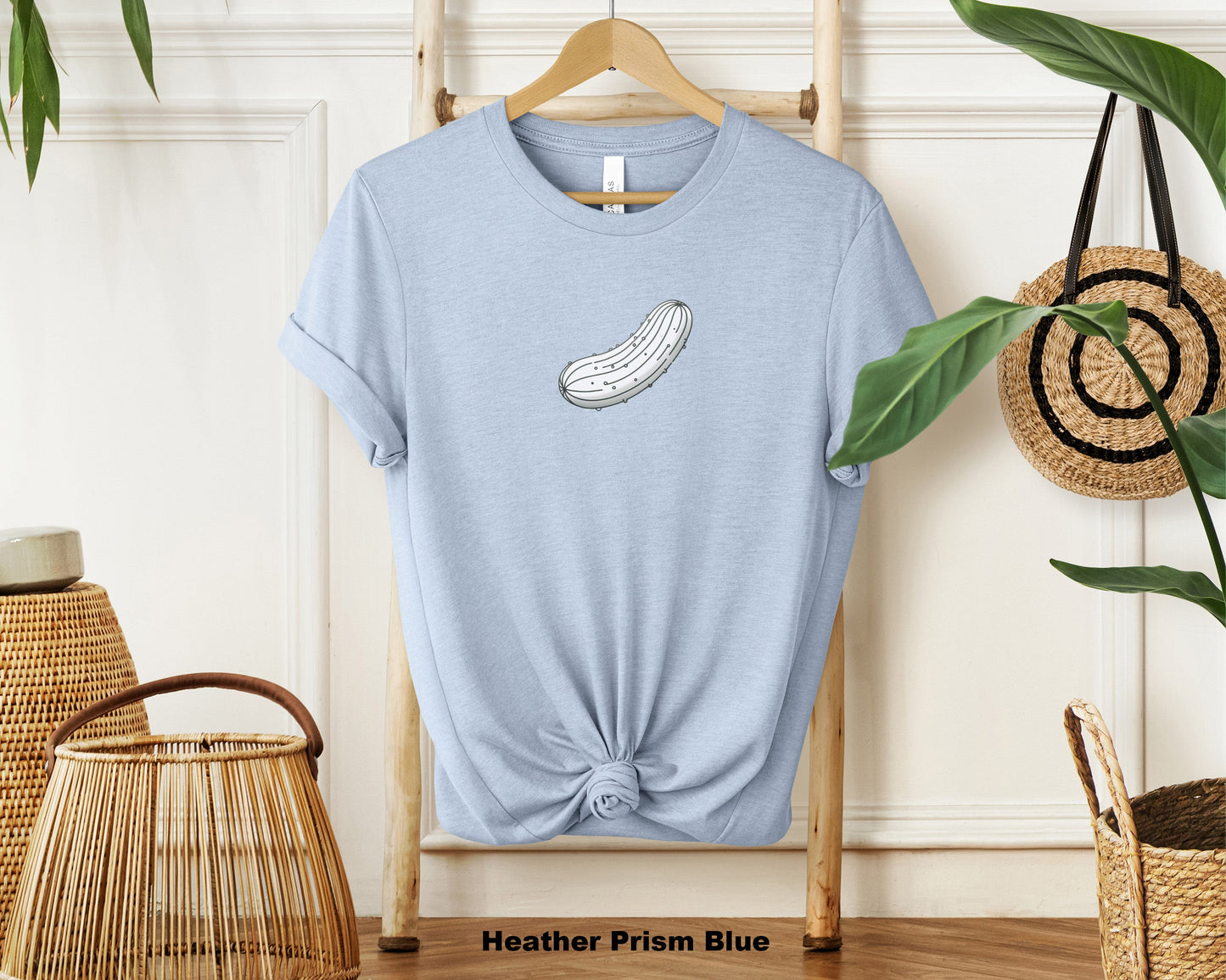 Pickle Power Crewneck Tee - Playful Pickle Graphic Shirt for Food Enthusiasts