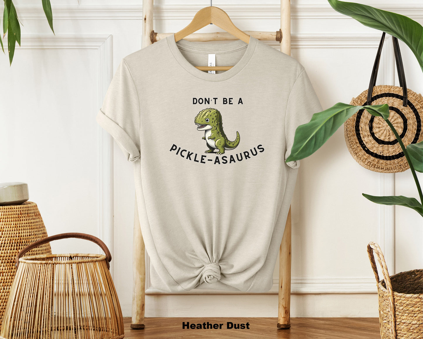 Crunchy Pickle Print Crewneck T-Shirt - Cool and Quirky Pickle Apparel